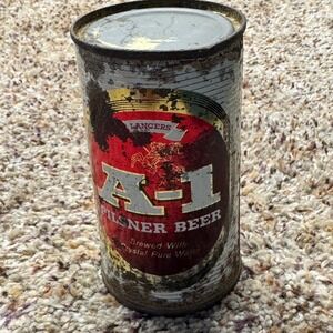 Vintage A-1 Pilsner Beer Flat Top Can Lancers Red Silver Breweriana Collectible